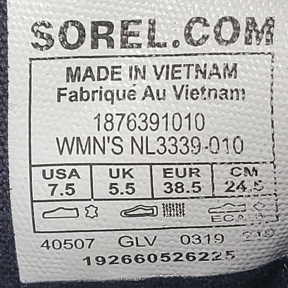 Sorel Harlow Women's Black Lace Up Ankle Boots NL3339-010 US Size 7.5 - Picture 9 of 9
